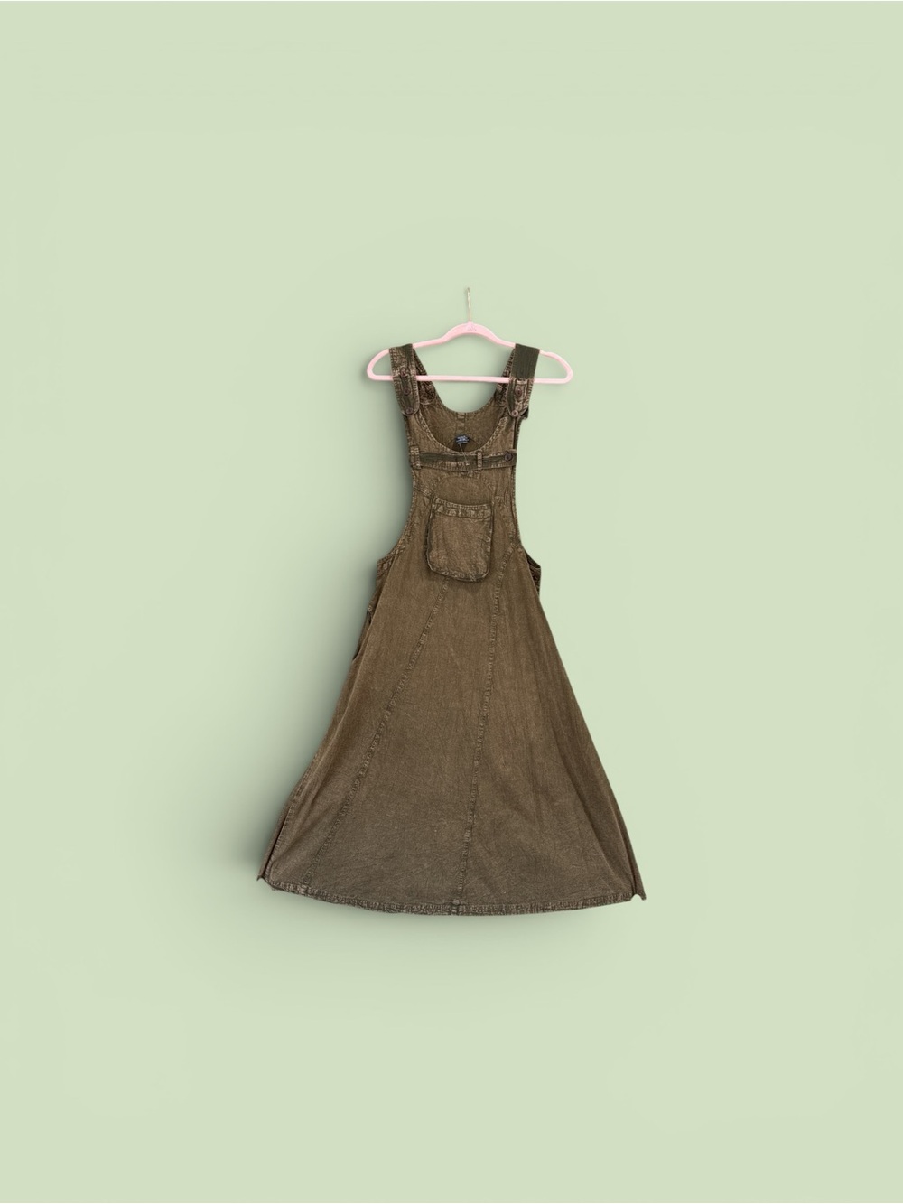 Brown Denim overall Pinafore Dress